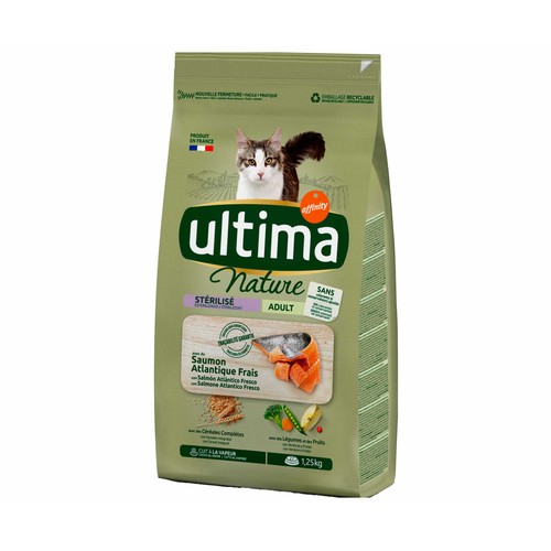 ULTIMA Pienso para gatos esterilizados adultos a base de cereales y legumbres bolsa 1,25 kg.