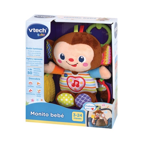 Monito bebé Peluche interactivo con mordedor Juguete para el carrito VTech Baby. Edad recomendada desde 3-24 meses