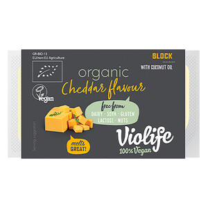 Imagen de VIOLIFE Bloque vegano con sabor a queso cheddar VIOLIFE 150 g.