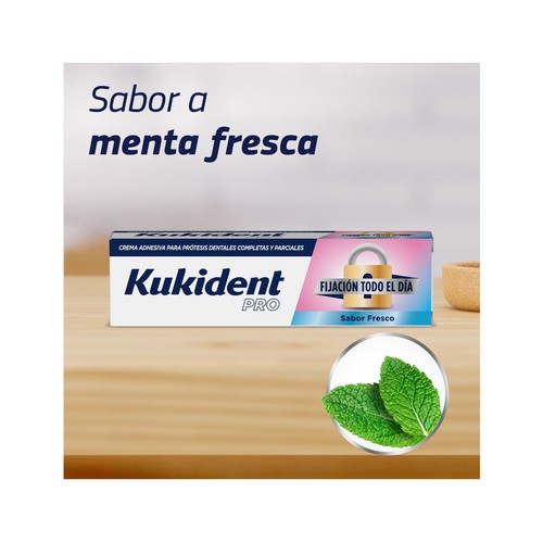 KUKIDENT Pro Crema adhesiva para prótesis dental sabor menta fresca 70 g.