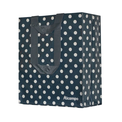 Bolsa de rafia con doble asa color gris estampada ALCAMPO.