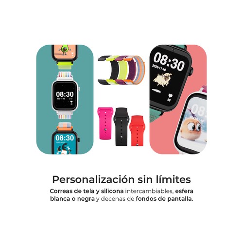 Smartwatch SAVEFAMILY SaveWatch Plus, Esfera Negra, Correa de Tela Fluor".