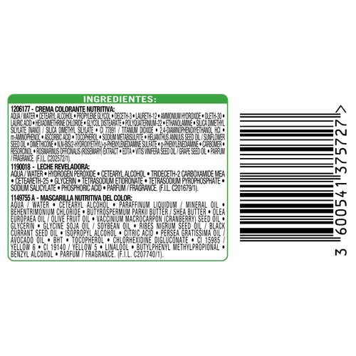 GARNIER Tinte de pelo permanente color rubio oscuro, tono 6 GARNIER Nutrisse créme.