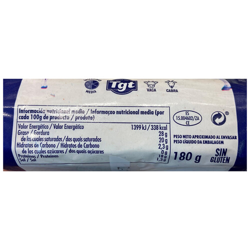 TGT Rulo queso mezcla (cabra y vaca) TGT COBREROS 180 g.