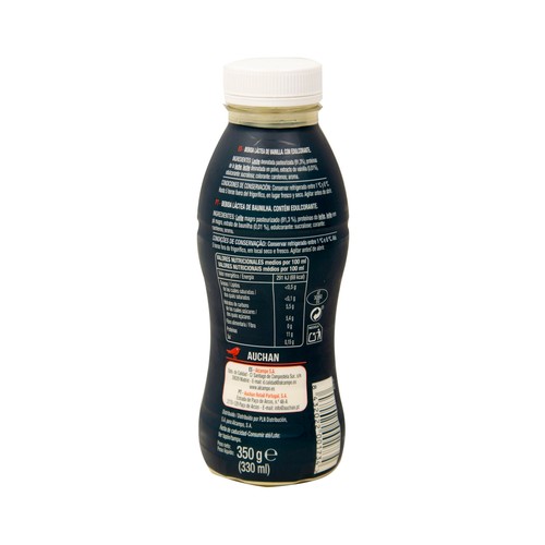 AUCHAN Protein + Bebida lactea de vainilla, sin grasa ni azúcares añadidos y con alto contenido en proteína 330 ml. Producto Alcampo
