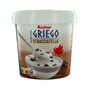 AUCHAN Yogur estilo griego, sabor stracciatella 1 kg. Producto Alcampo