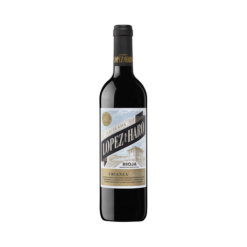 Vino tinto crianza con denominación de origen calificada Rioja LOPEZ DE HARO botella de 75 cl.