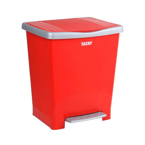 TATAY Cubo de basura con pedal de color rojo capacidad 20 l.