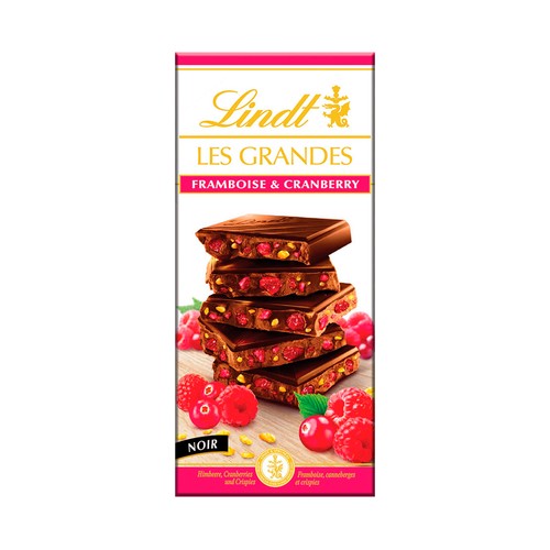 LINDT Les Grandes Chocolate negro frambuesa/cranberry 150 g.