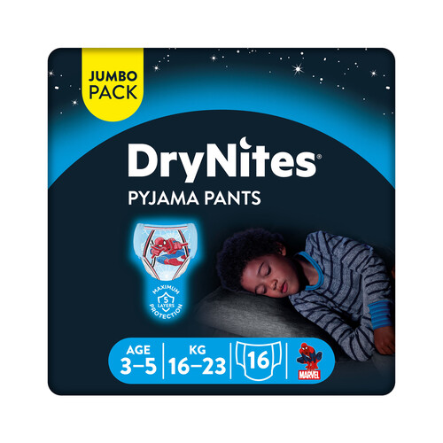 DRYNITES Pañales de noche (calzoncillos absorbentes) talla 6, para niños de 16 a 23 kilogramos DRYNITES Pyjama pants 16 uds.
