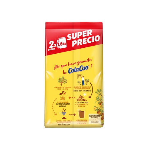 Cacao soluble COLACAO ORIGINAL 2 bolsas x 1,6 kg.