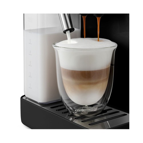 Cafetera espresso superautomática DE'LONGHI Rivelia Start Black, color negro, 2 tazas, presión 15bar, café en grano o molido, panel digital, 1450W.