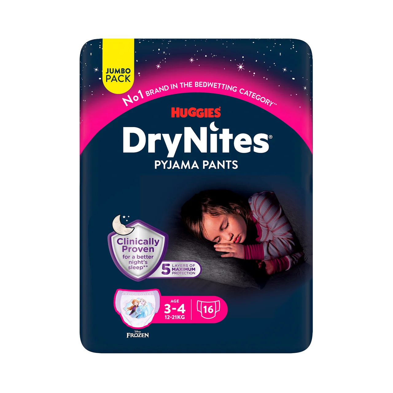 Pyjama pants Pañales de noche (braguitas absorbentes) talla 3-4 años, para niñas de 12 a 21 kg. 6 uds.