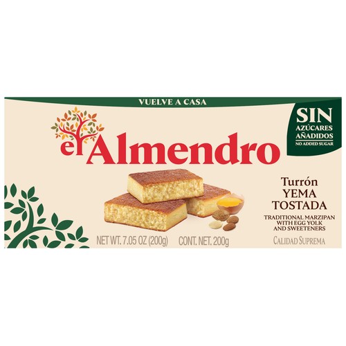 EL ALMENDRO Turrón de yema tostada sin azúcares añadidos 200 g.