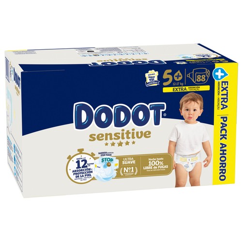 DODOT Sensitive Pañales talla 5+ (12-17 kg) 88 uds.