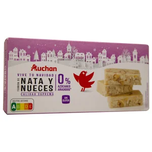 PRODUCTO ALCAMPO Turrón de nata y nueces sin azúcares añadidos 200 g.