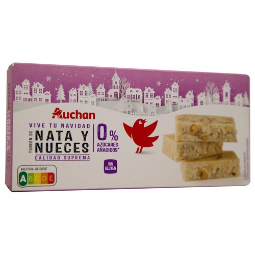 PRODUCTO ALCAMPO Turrón de nata y nueces sin azúcares añadidos  200 g.