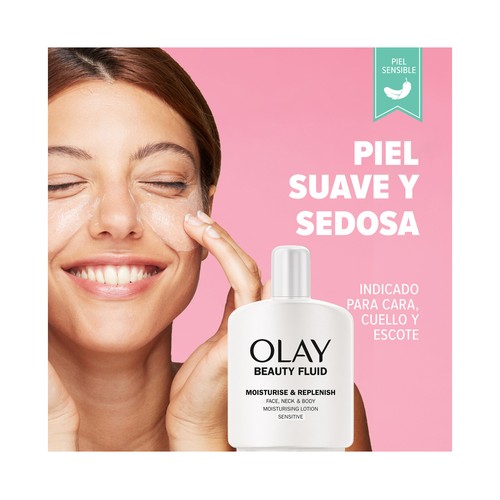 OLAY Loción hidratante y revitalizante para cara, cuello y escote, especial pieles sensibles 200 ml.