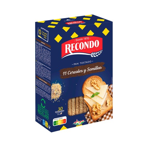 RECONDO Pan tostado 10 cereales 30 rebanadas 270 g.