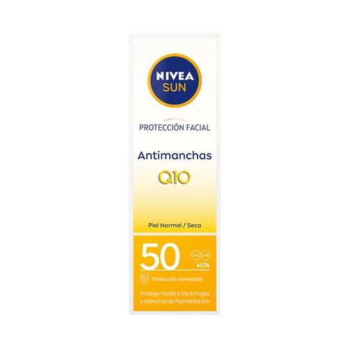 NIVEA Sun Q10 Protector solar facial con acción antiedad y antimanchas con factor solar 50 (muy alta) 50 ml.
