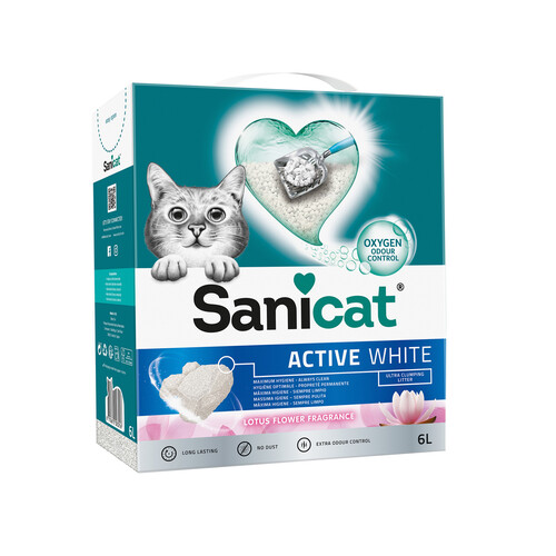 SANICAT Arena aglomerante para gatos Active White Lotus Flower SANICAT 6 l.
