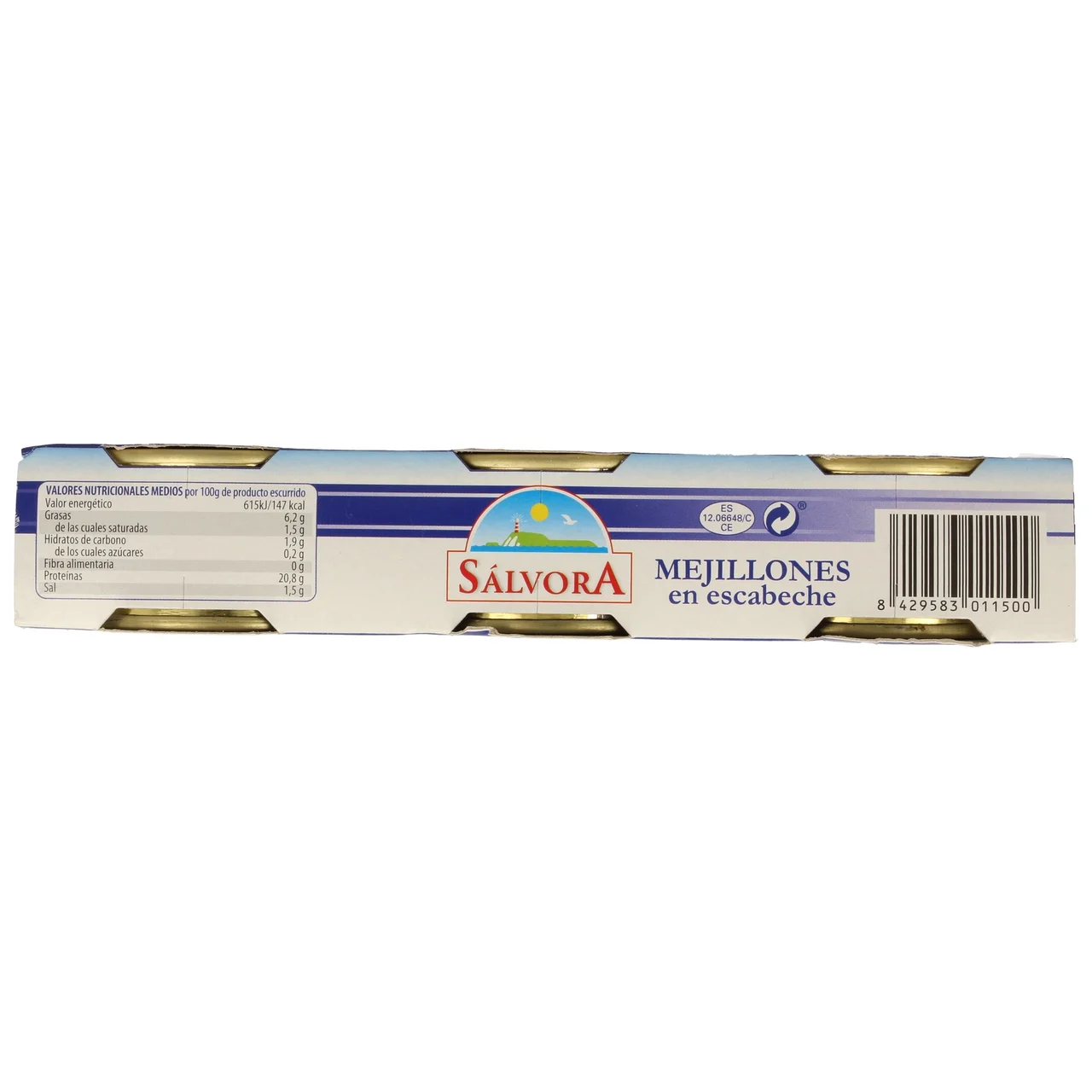 Mejillones escabeche lata de 80 g. pack de 3 uds.