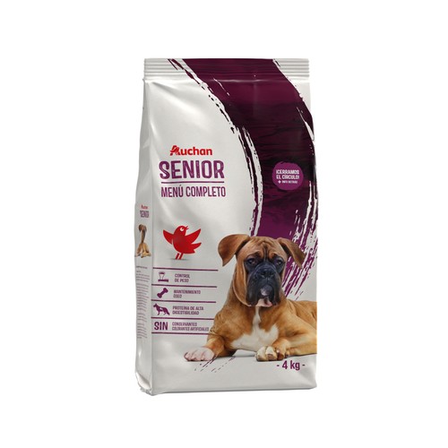 PRODUCTO ALCAMPO Pienso para perros senior a base de carne y cereales 4 kg.