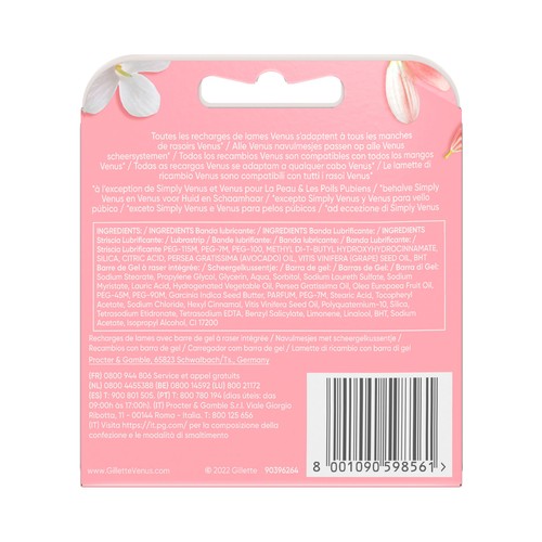 VENUS Recambio con 3 hojas para máquinillas de depliación femenina VENUS Comfort glide spa breeze de Gillette 4 uds.