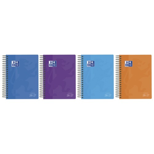 Agenda OXFORD 12x18 School, Tapa Blanda Día Página 26-27 modelos surtidos