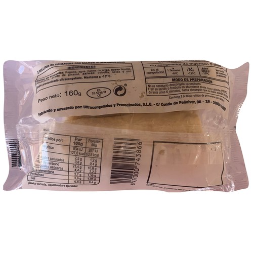 Rollitos de primavera congelados, con salmón UP! 160 g.