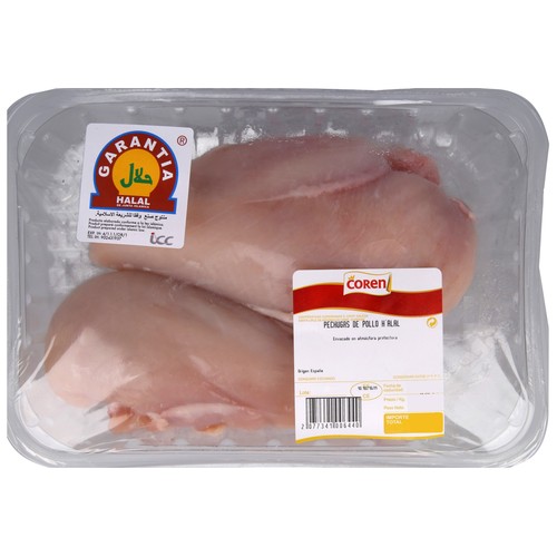 COREN Pechugas de pollo limpias y con garantía de sacrifico Halal Bandeja
