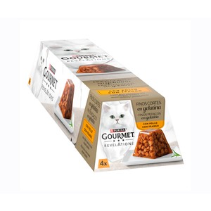 Alimentación de gato gourmet finos cortes pollo 4 x 57 gr.