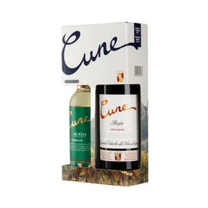 CUNE Estuche con botella de vino tinto crianza D.O. Ca. Rioja y botella de vino blanco D.O Rueda.