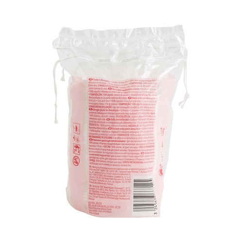 PRODUCTO ALCAMPO Discos desmaquillantes ovalados de algodón 100%, con aloe vera AUCHAN Sensitive 50 uds.