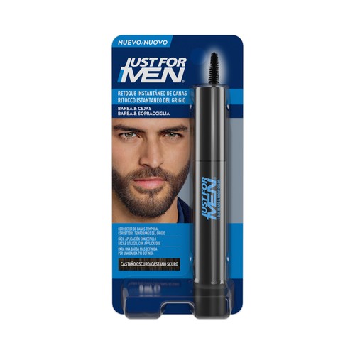 JUST FOR MEN tono Castaño oscuro Retocador instantáneo de canas en barba y cejas.