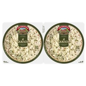 CASA TARRADELLAS Pizzas pequeñas frescas 4 quesos cocidas al horno de piedra CASA TARRADELLAS 2 x 210 g.