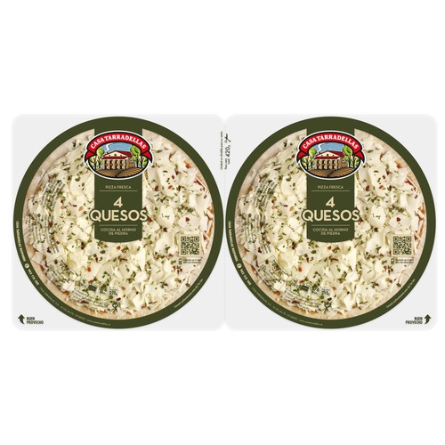 CASA TARRADELLAS Pizzas pequeñas frescas 4 quesos cocidas al horno de piedra CASA TARRADELLAS 2 x 210 g.