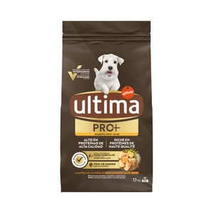 ULTIMA Pro + Alimentación para perros pequeños 10 kg, con pollo y alto en proteínas y sin azúcares añadidos, 1,1 kg.