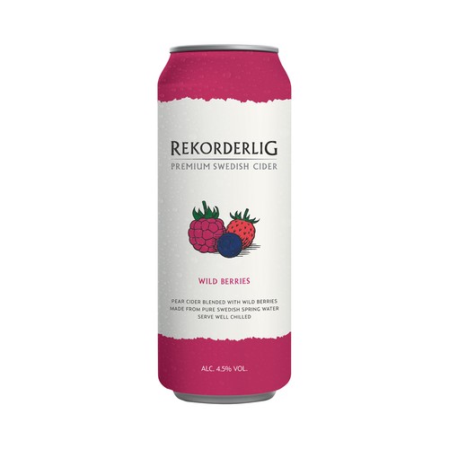 REKORDERLIG Cider de pera con un toque de bayas salvajes lata 50 cl.