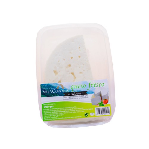 VILLACORONA Queso fresco tradicional, reducido en sal VILLACORONA 200 g.