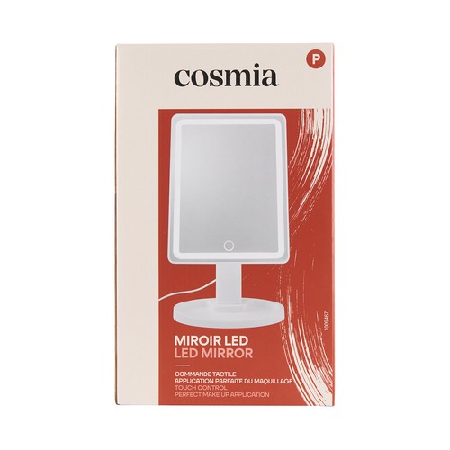 COSMIA Espejo cuadrado (16,5 x 21 cm) inclinable con luz led, ideal para maquillarse.