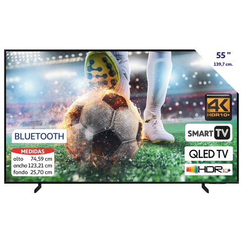 Televisión 139,7 cm (55") QLED SAMSUNG ﻿QE55Q64BAUXXC 4K, HDR 10+, SMART TV, WIFI, BLUETOOTH, TDT T2, USB reproductor y grabador, 3HDMI, 3100HZ.