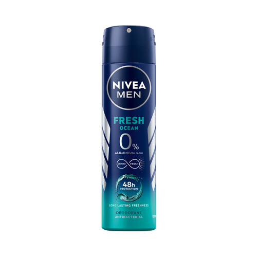 NIVEA Desodorante en spray para hombre, sin sales de aluminio NIVEA Men fresh ocean 150 ml.