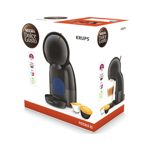 Cafetera de cápsulas DOLCE GUSTO Piccolo XS Krups KP1A05 negra, presión 15 bares, deposito de 0.8L.