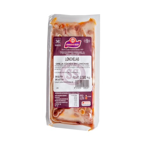 SEGUNDO SANZ Lonchejas de oreja cocida de cerdo 500 g.