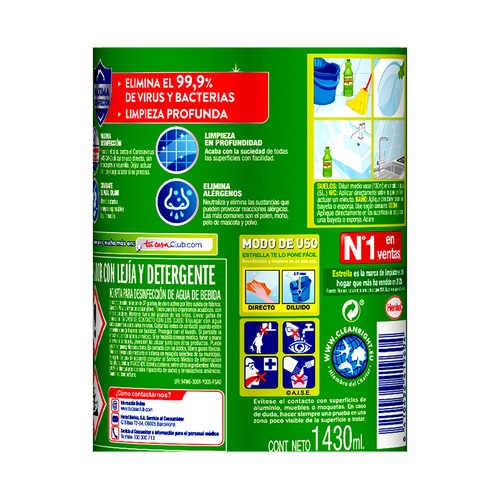 ESTRELLA Lejía con detergente olor a limón 1,43 l.