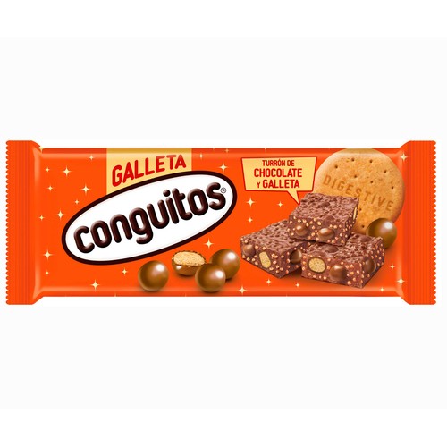 CONGUITOS Turrón de chocolate con galleta y conguitos180 g.