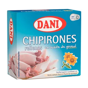 DANI Chipirones rellenos en aceite vegetal lata de 96 g.