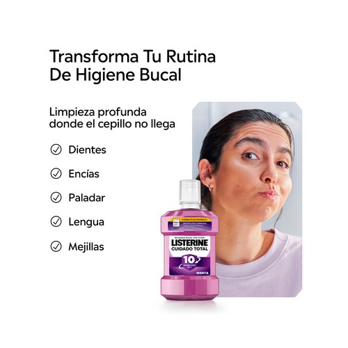 LISTERINE Cuidado total Enjuague bucal de uso diario con sabor a menta 1 l.