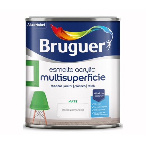 Esmalte acrylico mate blanco 0,250L , AKZO NOBEL.